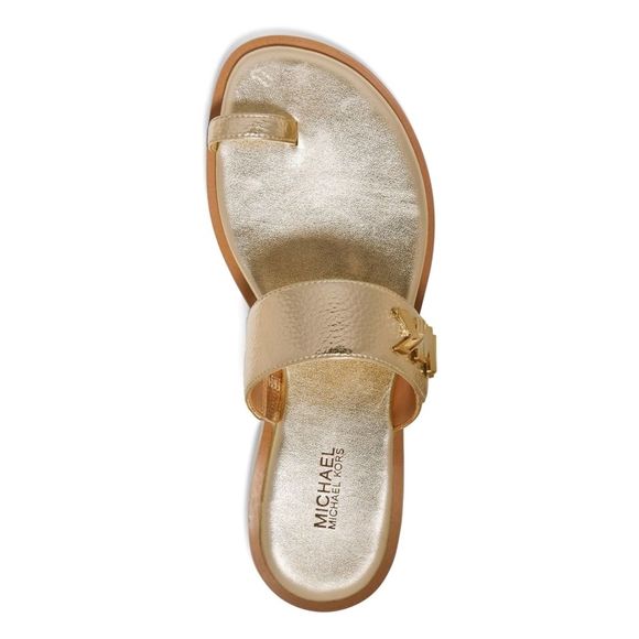 Michael Kors Shoes - New! MICHAEL KORS Women's MK Logo Jilly Thong Sandals Shoes Pale Gold Size 11